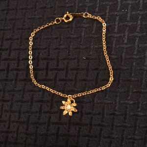 Goldtone Floral CZ Accent Bracelet
